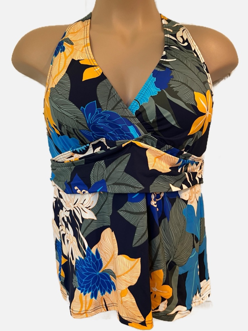 NWT Lands' End Women’s Swimsuit Bathing Suit Tankini Top Tropical XL 18D
